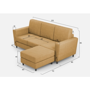 Divano Yasel 3 posti con pouf di Ityhome