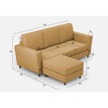 Divano Yasel 3 posti con pouf di Ityhome