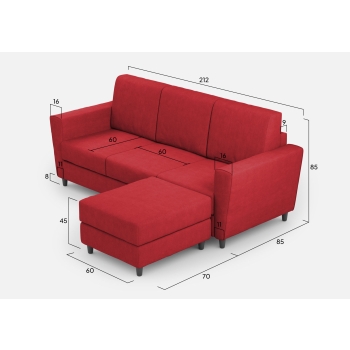 Divano Yasel 3 posti con pouf di Ityhome