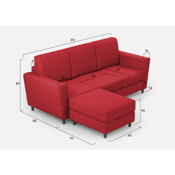 Divano Yasel 3 posti con pouf di Ityhome