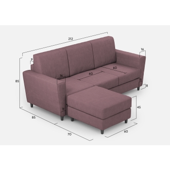 Divano Yasel 3 posti con pouf di Ityhome