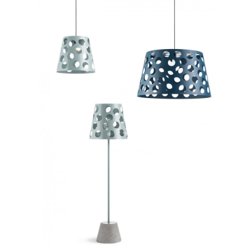 Lampada Bolle da sospensione o versione da terra con basamento in cemento di Midj