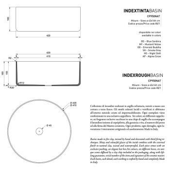 Lavandino Index Tinta CP950NAT di Cipì in argilla refrattaria