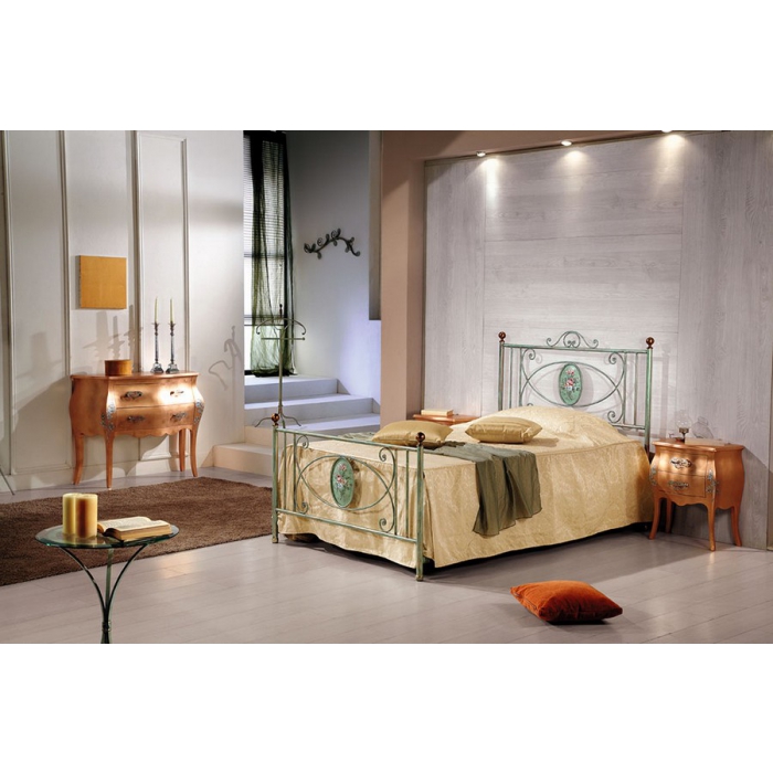 Letto a una piazza e mezza Olimpia in ferro battuto prodotto artigianalmente