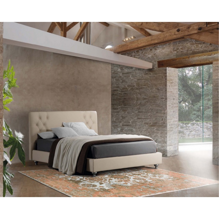 Letto Athena di Lettissimi tessuto o ecopelle giroletto H.14 o H.28