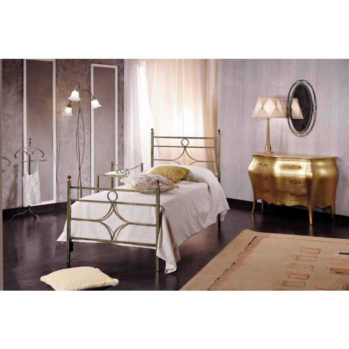 Letto singolo Lumen in ferro battuto prodotto artigianalmente
