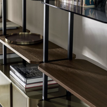 Libreria Charlotte Bontempi a parete o soffitto con ripiani e contenitori