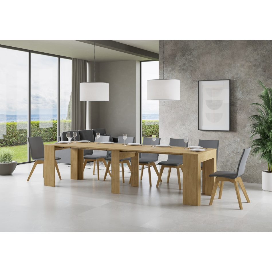 New Consolle Extra - Consolle allungabile 90x49/307 cm Extra quercia natura allunghe interne