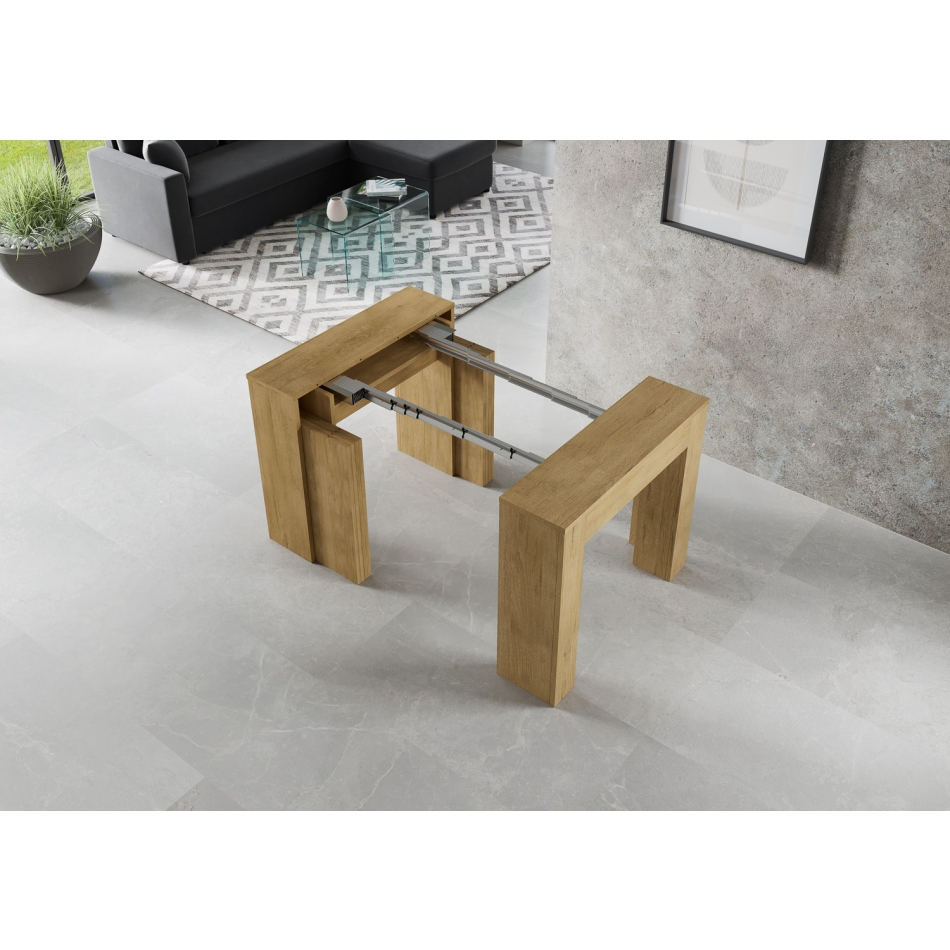 New Consolle Extra - Consolle allungabile 90x49/307 cm Extra quercia natura allunghe interne