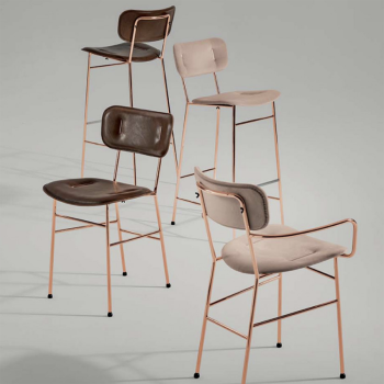 Poltrona Piuma P M TS in metallo rivestita in tessuto o pelle di Midj