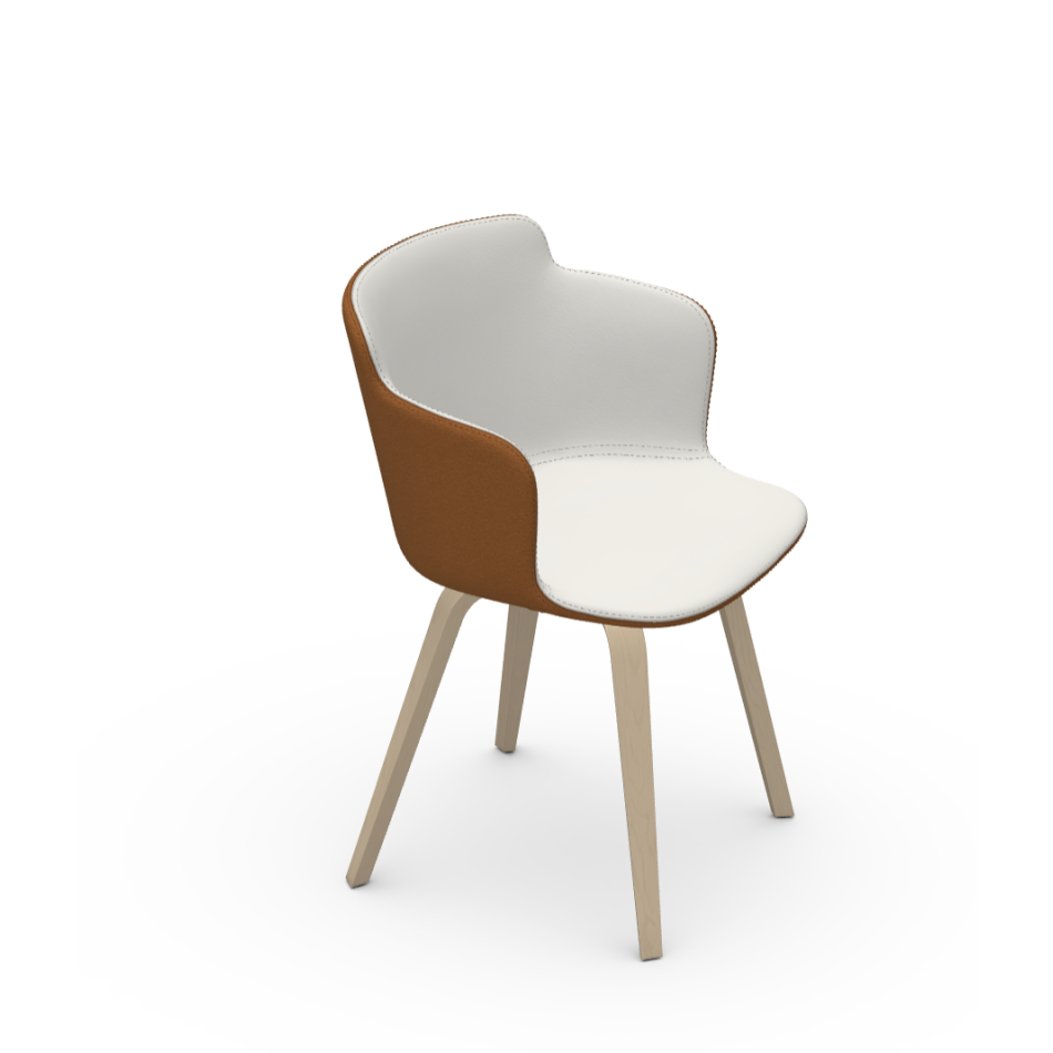 Poltroncina Calla S L con base in legno e scocca in polipropilene o imbottita di Midj