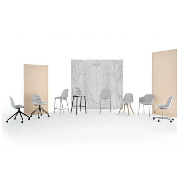 Sedia Bontempi Mood con struttura in legno, acciaio, allumino con e senza braccioli fissa o girevole