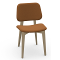 Sedia Joe S L TS in legno rivestita in tessuto o pelle di Midj