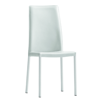 Sedia Nuvola SA M CU in metallo e cuoio di Midj con schienale alto