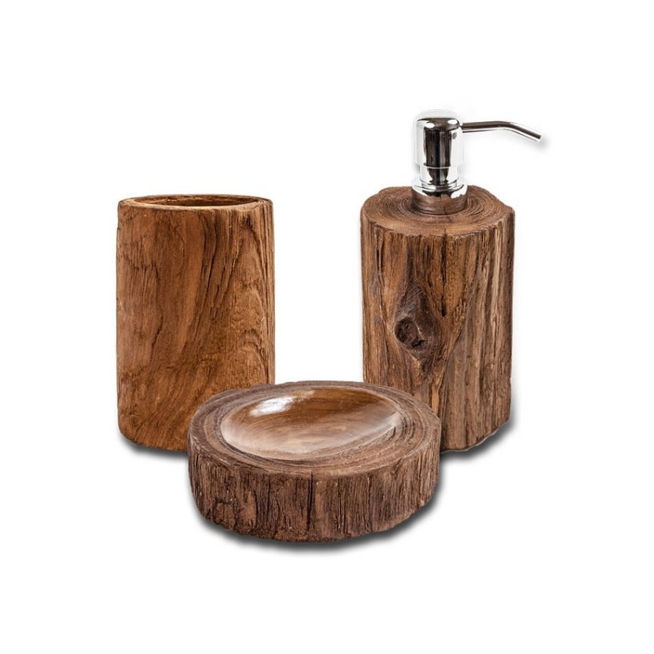 Set da bagno Dalem di Cipì in rami di legno Teak