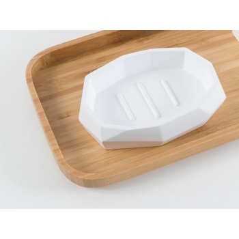 Set da bagno Surface Bamboo di Cipì in resina bianco e legno