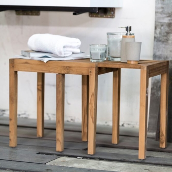 Sgabello Panca Tricky CP501TRI di Cipì in legno teak naturale recuperato cerato