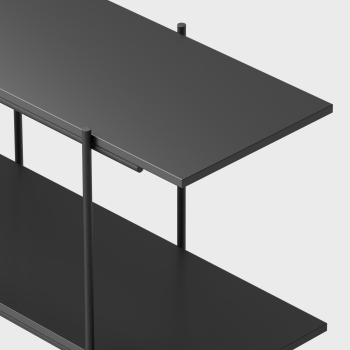 Tavolino Biplano di Pezzani con struttura in metallo e top in laminato