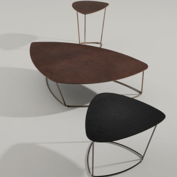Tavolino Guapa Coffee Table in metallo e cuoio di Midj