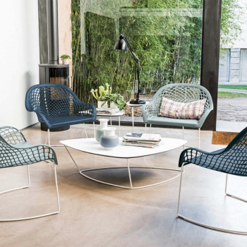 Tavolino Guapa Coffee Table in metallo e cuoio di Midj