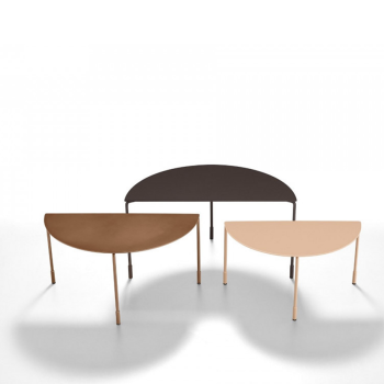 Tavolino Hoodi Coffee Table in metallo e cuoio di Midj