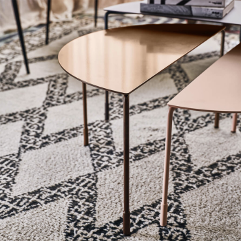 Tavolino Hoodi Coffee Table in metallo e cuoio di Midj