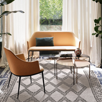 Tavolino Hoodi Coffee Table in metallo e cuoio di Midj