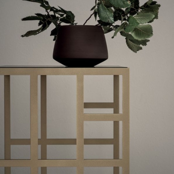 Tavolino Manhattan Bontempi in acciaio laccato e cristallo