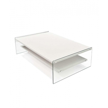 Tavolino Maxim di Pezzani con ripiani in laminato fianchi in vetro trasparente temperato
