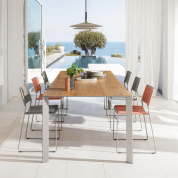 Tavolo Akashi in alluminio con piano in vetro o ceramica di Midj