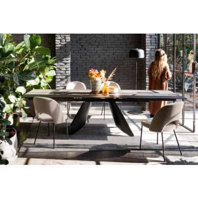 Casamia Tavolino Rotondo Orion - Stile Industriale, Piano In Legno Riciclato E Base In Metallo Nero, ø 55 Cm