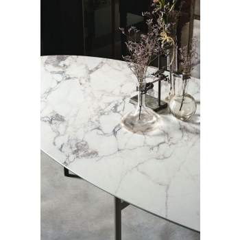 Tavolo Glamour Ellittico di Bontempi con piano in legno, cristallo o marmo