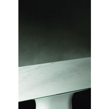 Tavolo Podium di Bontempi rettangolare con basamento in cemento