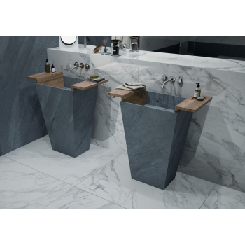 Totem lavabo freestanding in gress elegante e minimal