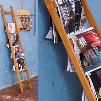 Uilli Stair CP350 scala porta asciugamani e porta riviste di Cipì in Teack