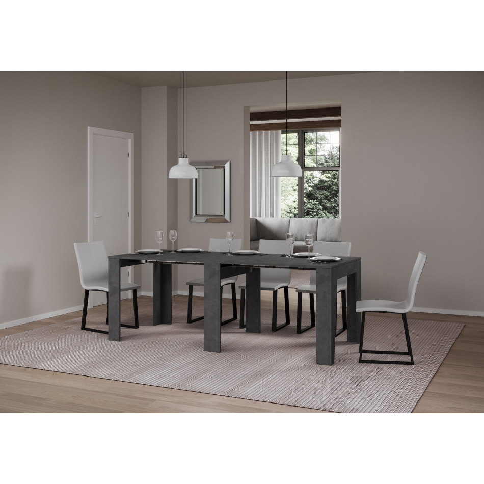 Schmale Konsole - Ausziehbare Konsole 90x25/181 cm Schmal Esche Weiß