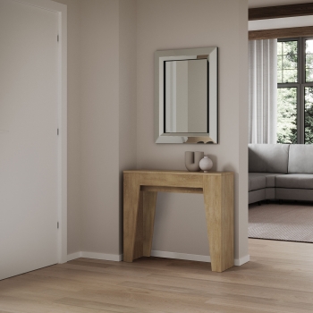 Schmale Konsole - Ausziehbare Konsole 90x25/181 cm Schmal Esche Weiß