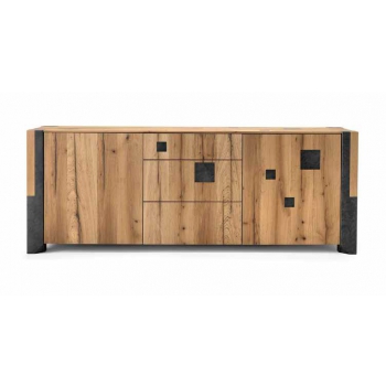 Wohnzimmerschrank aus alter Eiche und Eisen