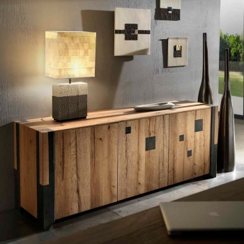 Wohnzimmerschrank aus alter Eiche und Eisen