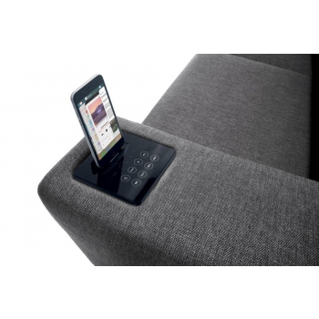 Atollo-Sofa mit Kopfstütze aus Stoff oder Kunstleder