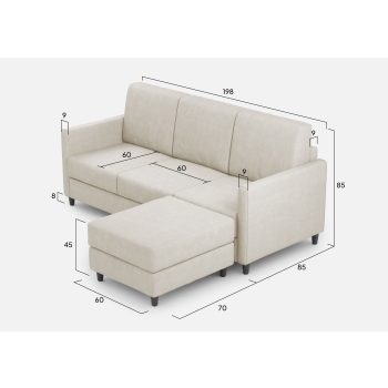 Karay 3-Sitzer-Sofa mit Hocker von Ityhome
