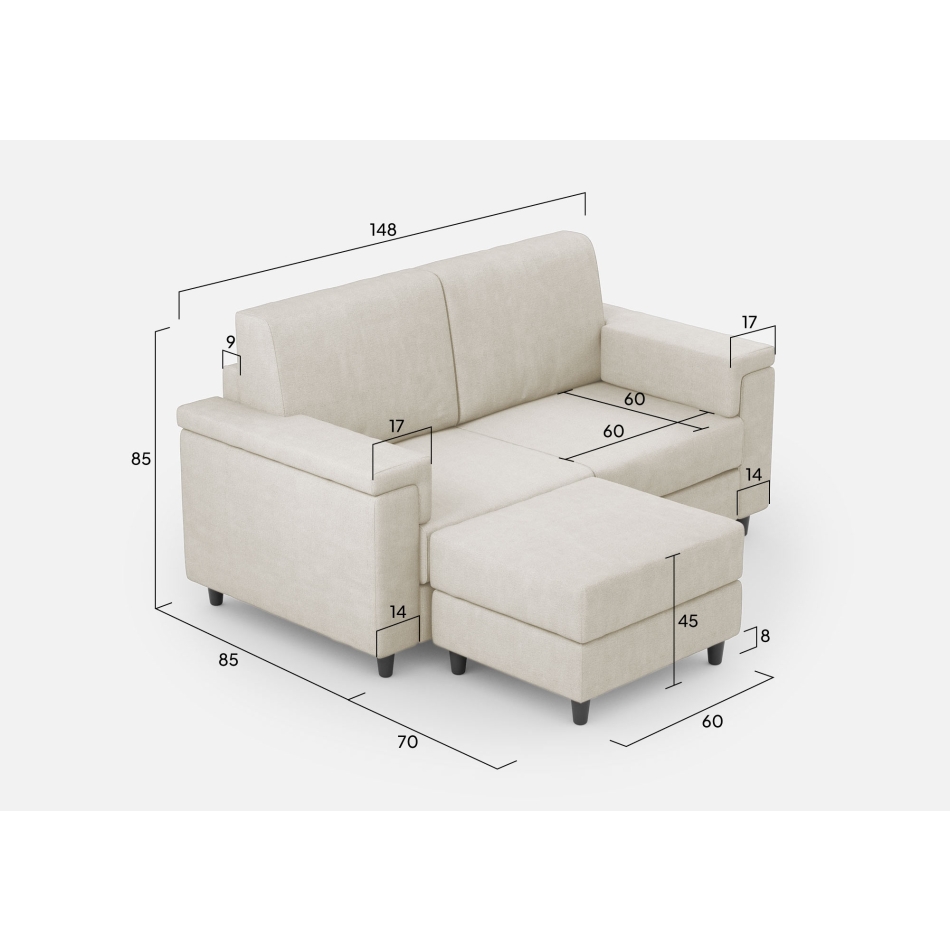 Marrak 2-Sitzer-Sofa + Hocker von Ityhome