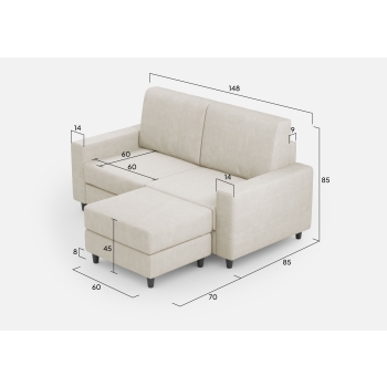 Sakar 2-Sitzer-Sofa mit Hocker von Ityhome