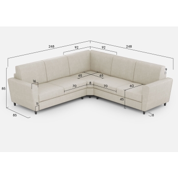 Yasel 2-Sitzer-Sofa mit Ecke und 2-Sitzer-Sofa von Ityhome