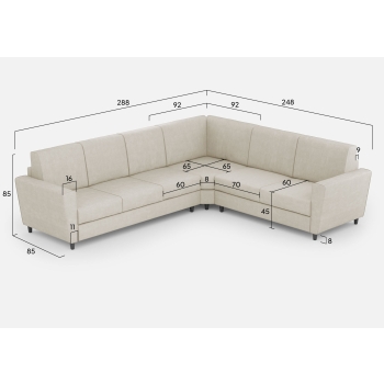 Yasel 3-Sitzer-Sofa mit Eck- und 2-Sitzer-Sofa von Ityhome