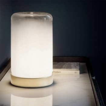 Pop by Bontempi Tischlampe aus mundgeblasenem Glas mit Stahlfuß