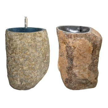 Cipì Freistehendes Joya Pedestal CP950STJO Waschbecken aus Flussstein