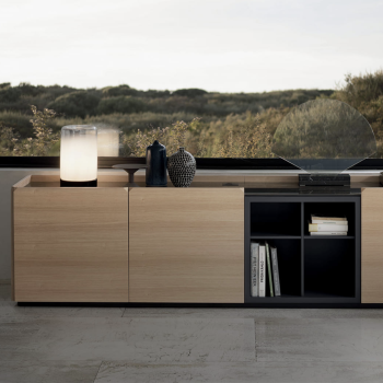 Pica Sideboard von Bontempi aus Holz und Glasregalen