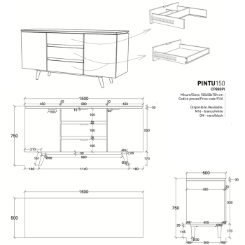 Pintu 150 Badezimmerschrank CP880PI