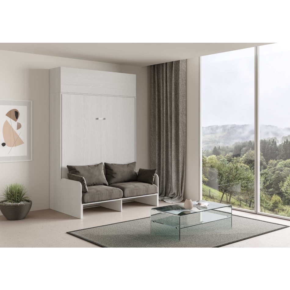 Mod. Kentaro Doppelsofa - 160 vertikales Klappdoppelbett Kentaro Sofa Weiße Esche